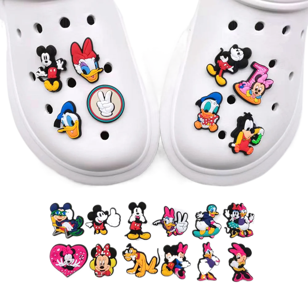 Cute Disney Cartoon Croc Charms Cute Donald Mickey Shoe Charms Accessories PVC Decoration Boys Kids Gift Fit for Crocs Jibbitz