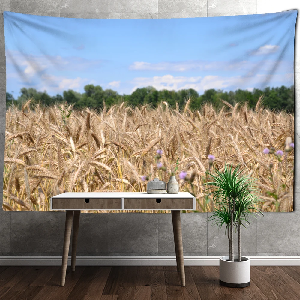Пейзаж пшеничное поле гобелен настенный хиппи ТАПИС Стиль Бохо таинственный