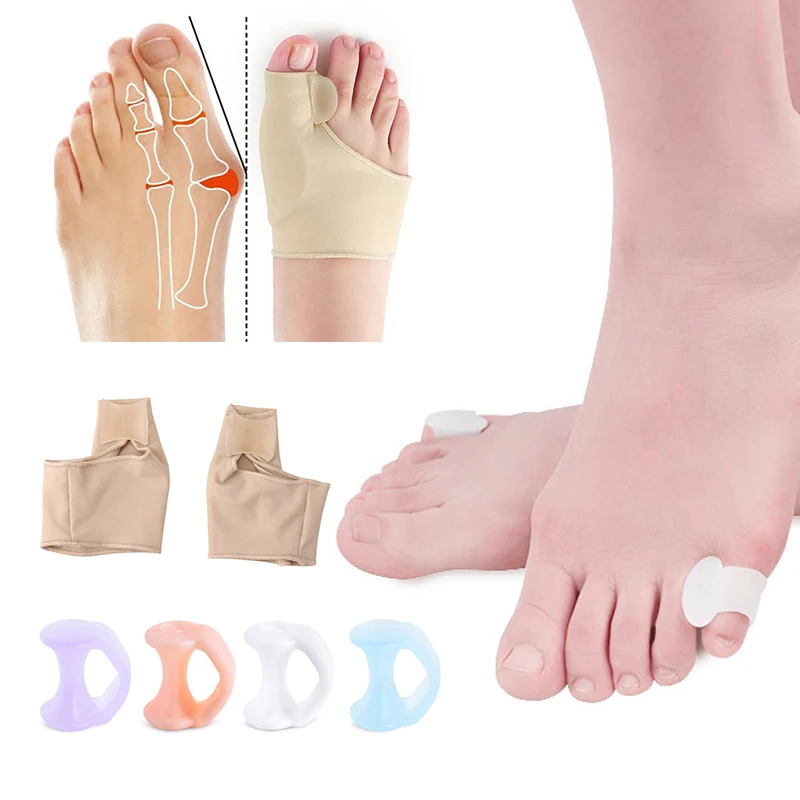 

1/2Pair Foot Care Silicone Finger Toe Separator Hallux Valgus Pedicure Brace Bunion Corrector Bone Thumb Toes Protector