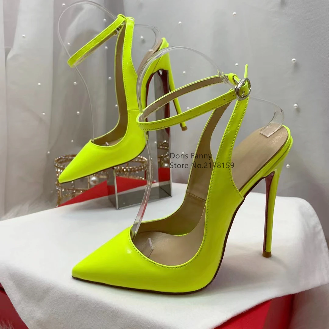 Doris Fanny 2022 Plus Size 43 Summer Sandals Women 12cm High Heels Strap Neon Green Sandles Nightclub Shoes Lady Sexy Pumps