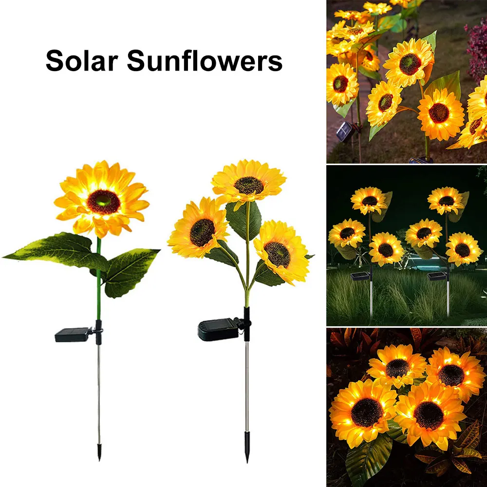 

1/3 Head LED Solar Simulation Rose Flower Solar LED Light Garden Yard Lawn Night Lamp Landscape Garden Home Decoration Flowers
