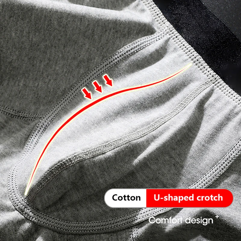 FK New Men's Cotton Underwear Fashion Low-Waist Color Matching Boxer Shorts Male Breathable Boxers Underpants Sexy Panties 3Pcs