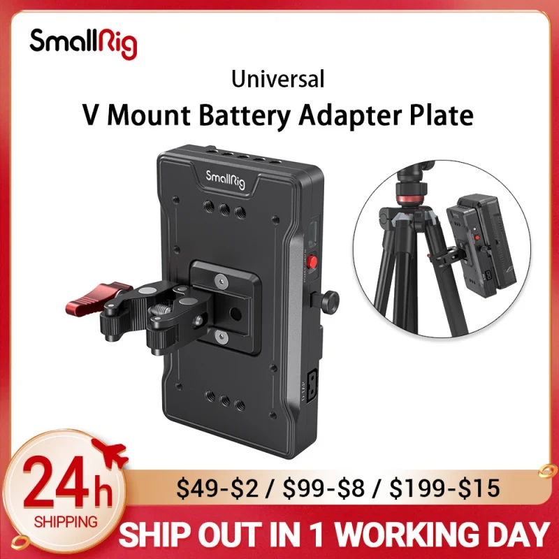 

SmallRig V Mount Battery Adapter Plate with Crab-Shaped/Crab-Shaped /Adjustable Arm Clamp 3202/3203/3204