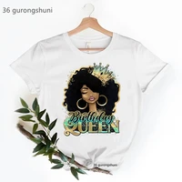birthday queen crown print tshirt women cool black girls magic t shirt femme afro hair melanin t shirt female tops