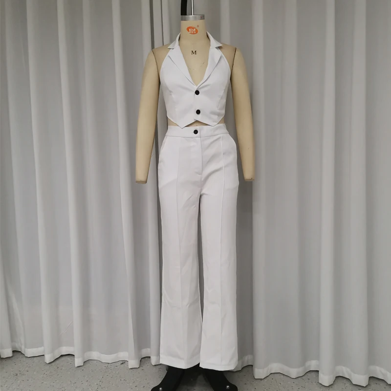 Комплект из двух предметов LIYONG Женский повседневный однотонный топ без рукавов с