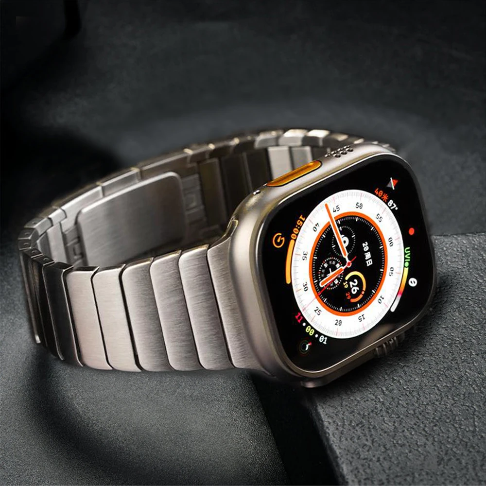 Ultra Titanium Steel Band for Apple Watch Strap Ultra 49mm 8 7 45mm 44mm Man Link Bracelet for IWatch 6 5 4 Se 42 41mm Wristband