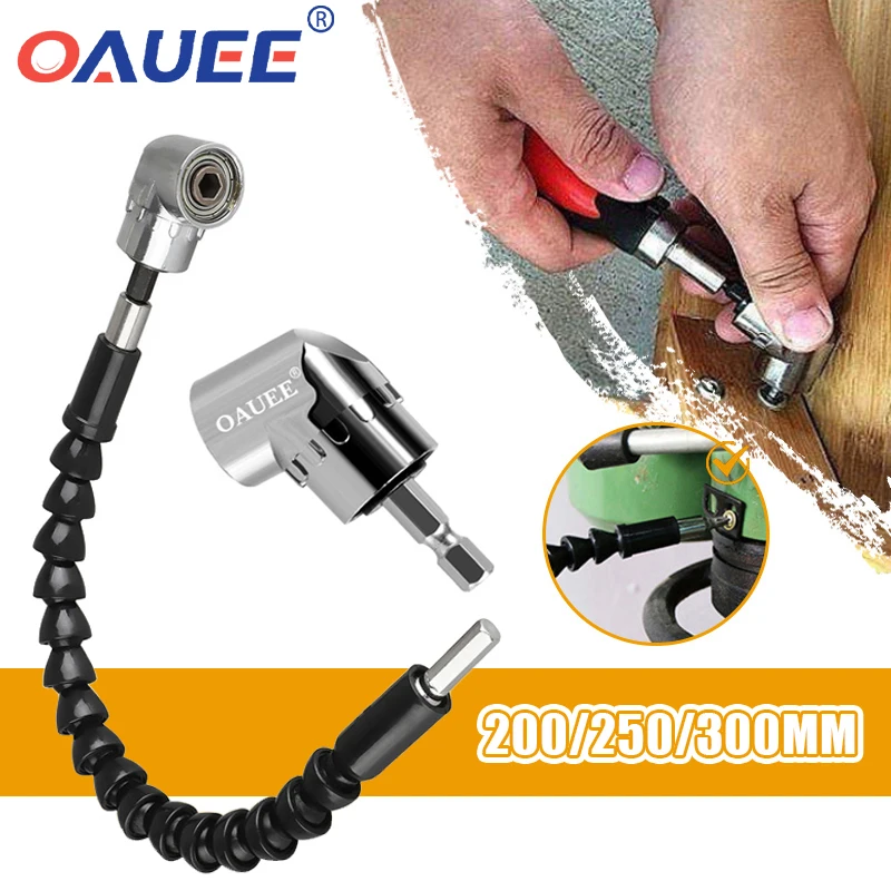 Oauee 105 Degree Right Angle Drill Attachment Flexible Angle Extension Bit Kit For Drill Or Screwdriver 1/4