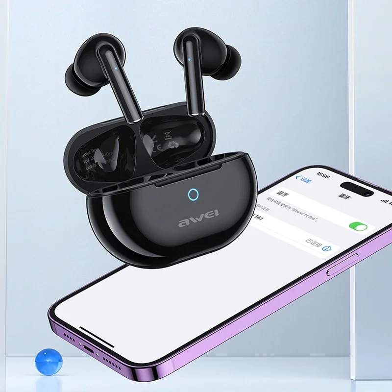 Беспроводные Наушники Awei T61 Bluetooth 5 3 спортивные шумоподавляющие наушники ENC с 4