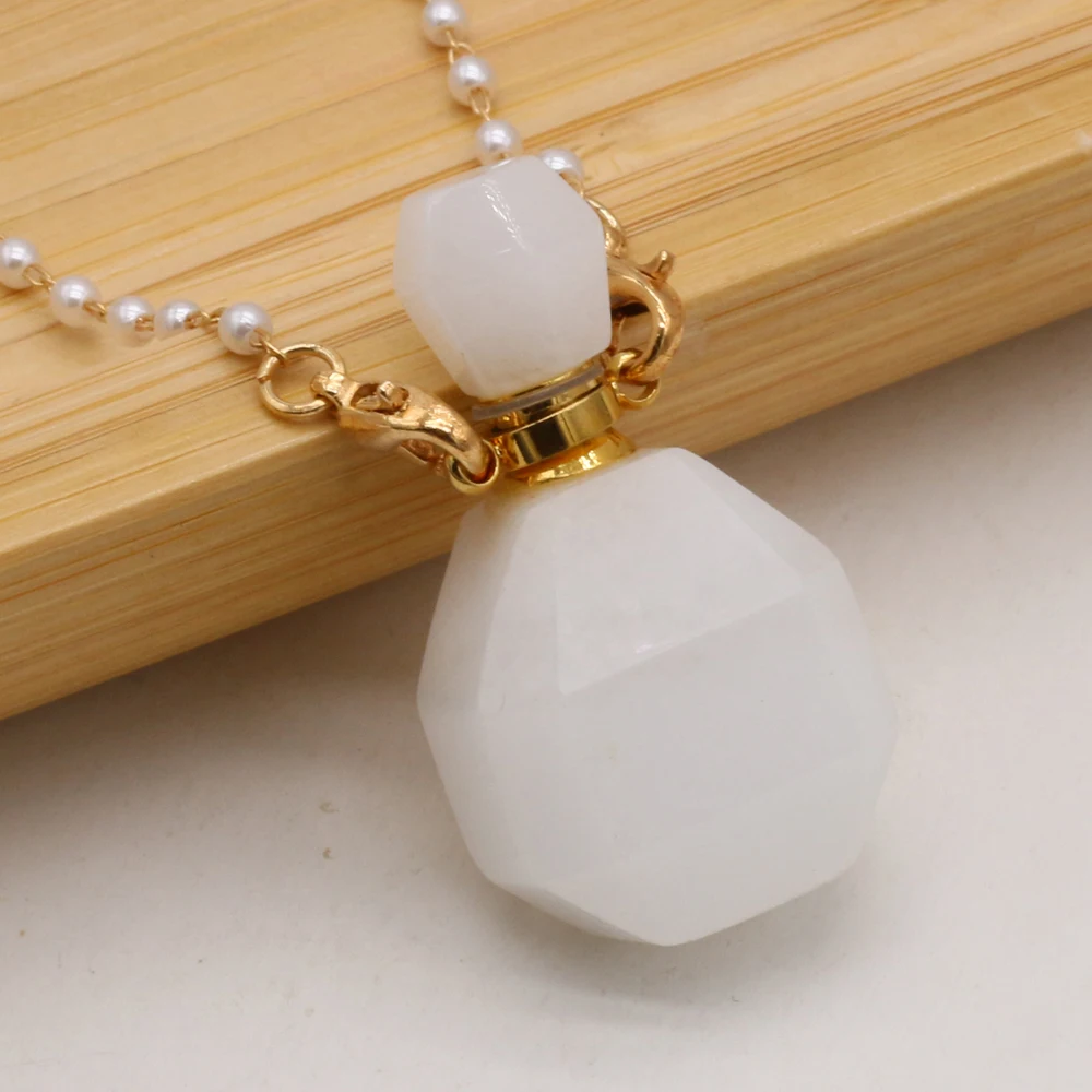 

2PCS Natural White Jade Perfume Bottle Pendant Necklaces 20x38mm For Jewelry Making DIY Necklace Accessories Charm Gift Free