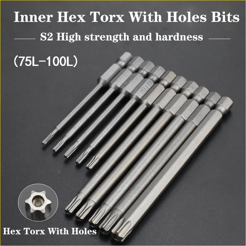 75 мм/100 мм звездообразная головка TT6/TT40 Набор отверток S2 сталь 1/4 дюйма хвостовик внутренняя стандартная электрическая звездообразная отвертка Набор инструментов