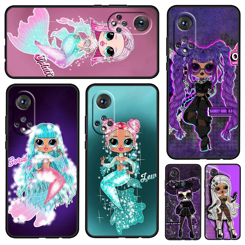 

Cartoon L.O.L. SURPRISE Doll For Honor 60 50 20 SE Pro X30 10X 10i 10 9X 9A 8X 8A Lite Silicone Soft TPU Black Phone Case Capa