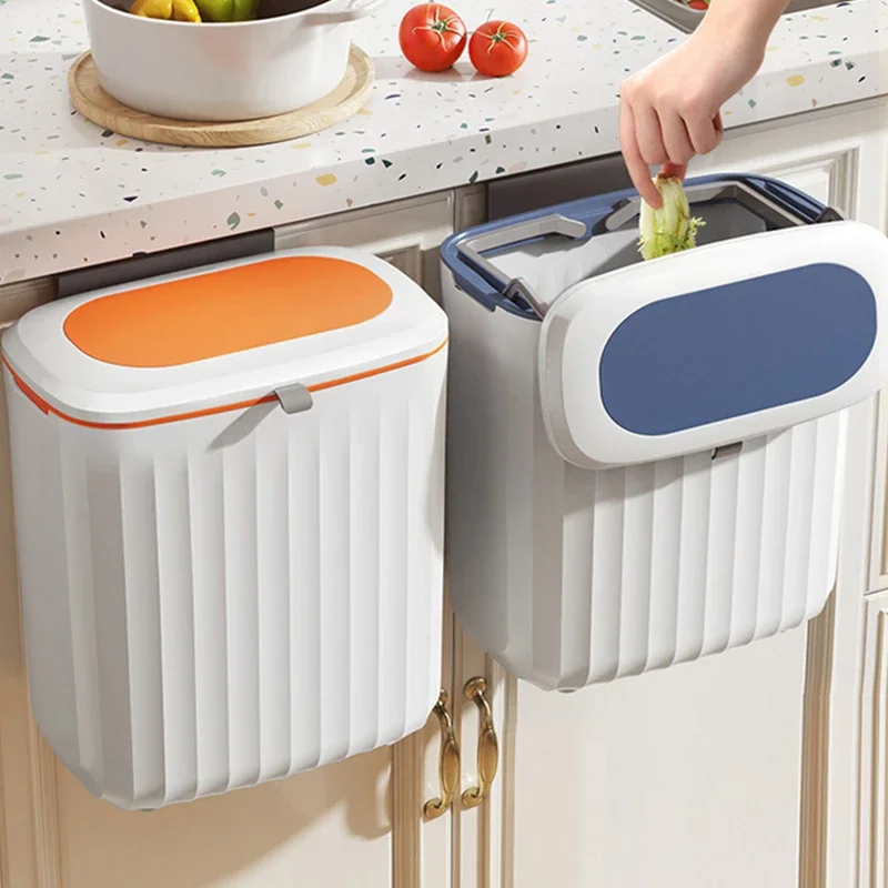 

Hanging Trash Can 7L Kitchen Cabinet Door Garbage Bin Wall Mounted Under Sink Trash Can Kitchen Compost Bin