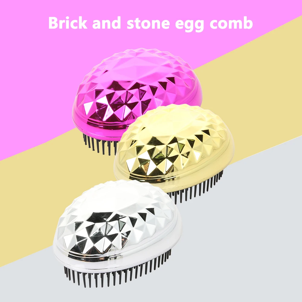 Women's Fashion Cute Electroplating Diamond Pattern Egg Comb Smooth Comfortable Massage Soft Styling Tools Hair Brushes |