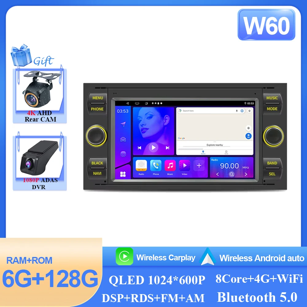 

Android15 Автомобильный радиоприемник Wi-Fi Navi для Ford Mondeo S-max Focus C-MAX Galaxy Fiesta Transit Fusion Connect Kuga Мультимедиа GPS BT WIFI