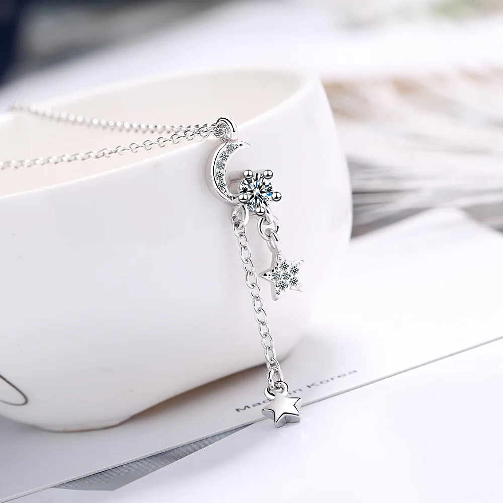 

Moon Star Women's Neck Chain Female Necklace 925 Stamp Female Zircon Necklaces Choker Boho Sexy Luxury Jewelry Free Shipping