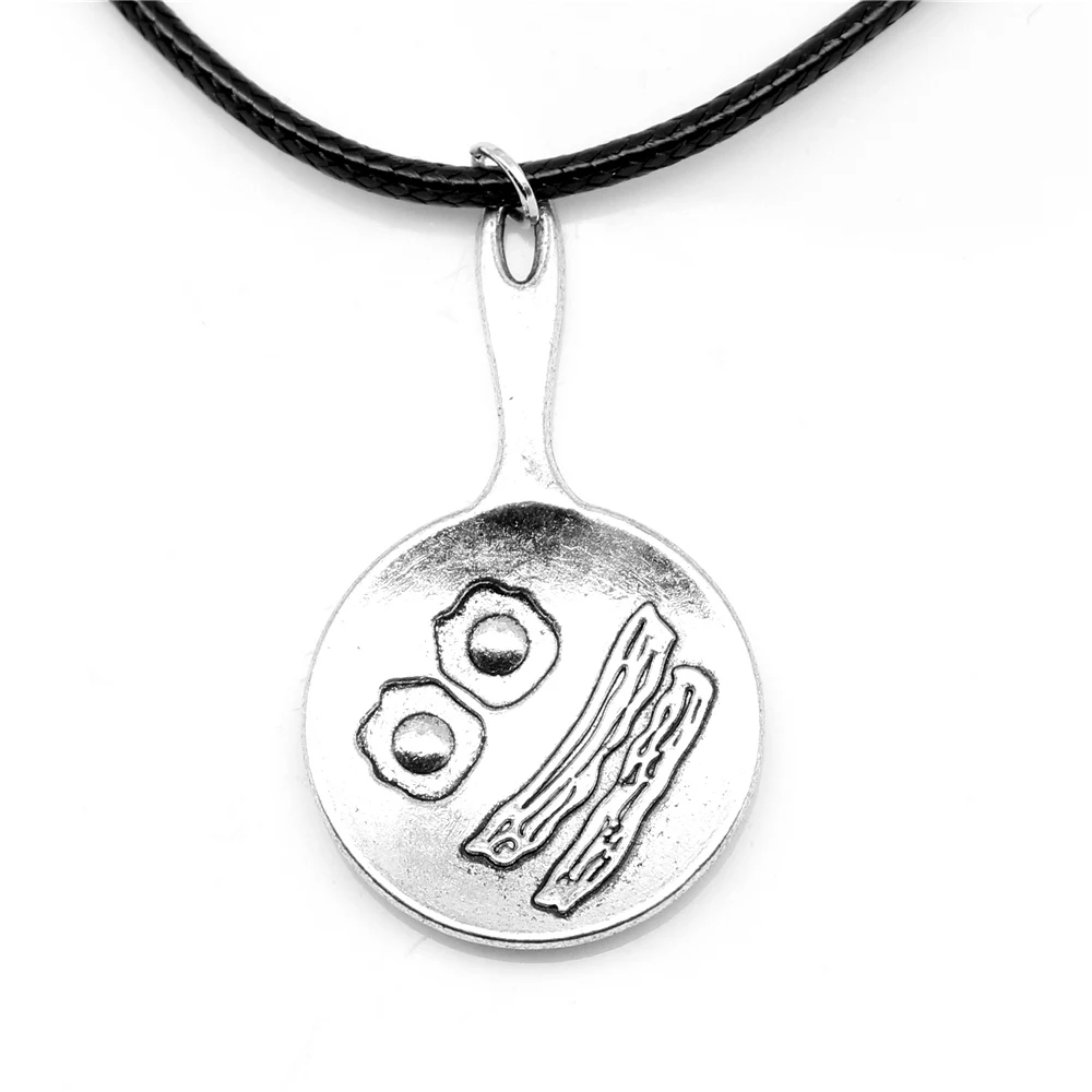 

1pcs Antique Silver Color 23x41mm Omelette Pan Necklace Handmade Jewerly Diy