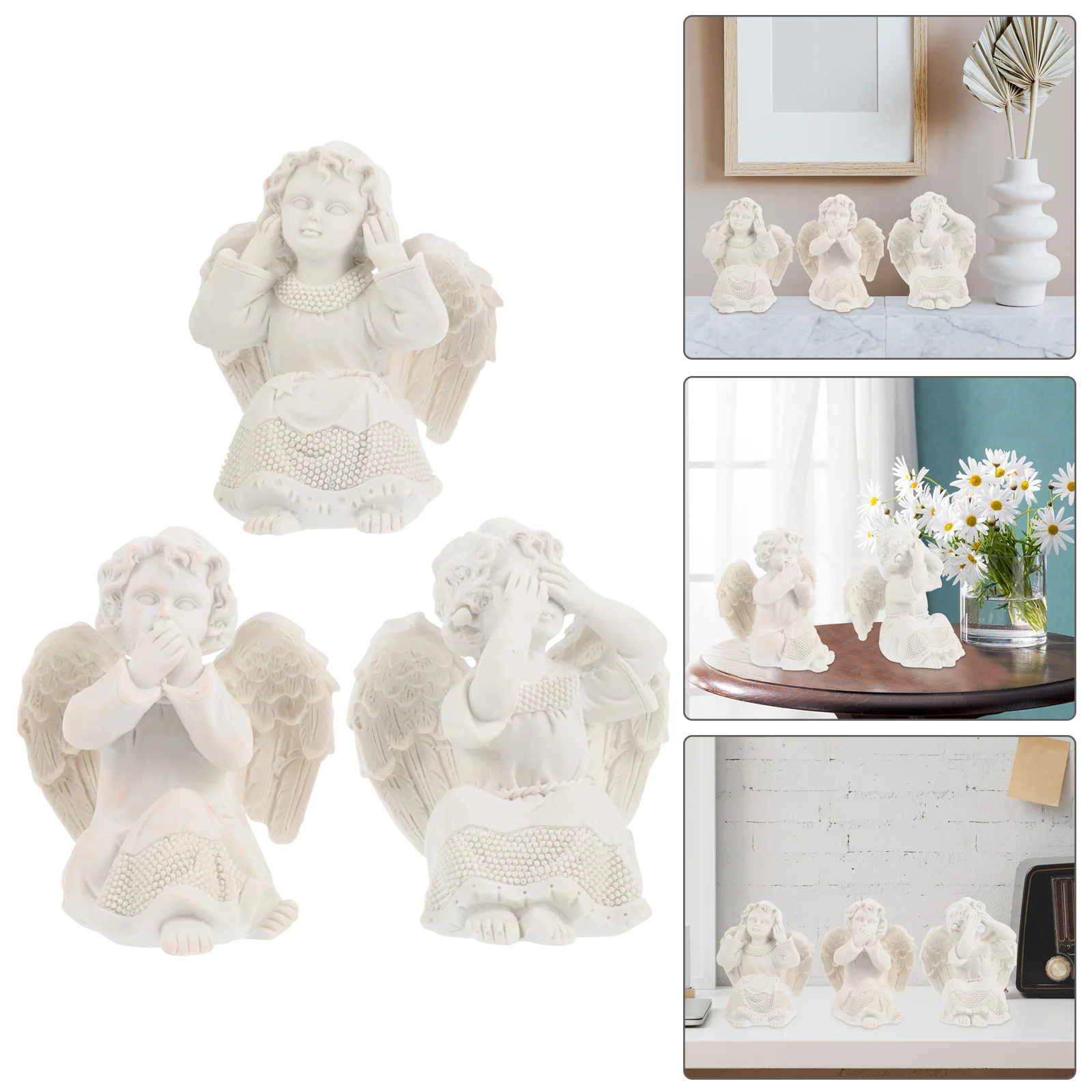 

Garden Angel Statue Figurine Cherub Figurines Statuesangels Sculpture Resin Outdoor Ornaments Baby Cherubs Praying Clown Decor