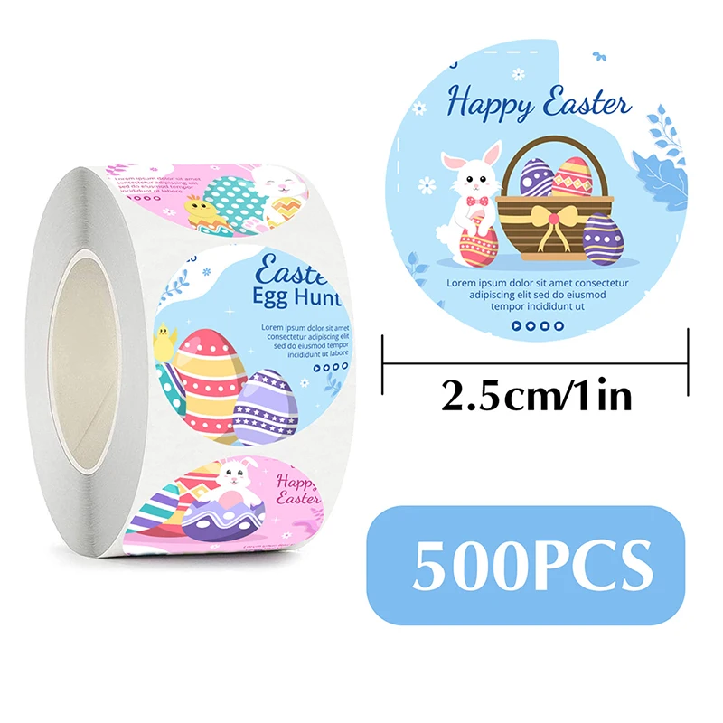 

500Pcs/roll 2.5cm Easter Sticker Kids Happy Easter Bunny Egg Cartoon Gift Sealing Labels Paper Sticker Spring Party Decoration