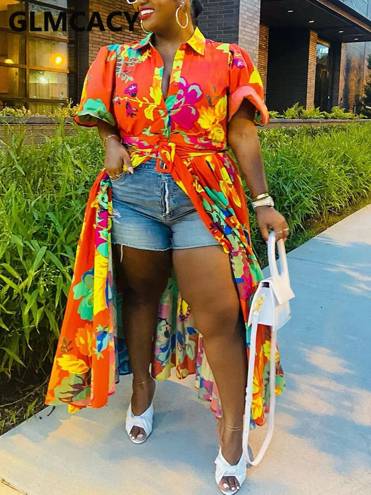 

Women Long Sleeve Floral Printed Button Down Long Blouse Shirt Tops