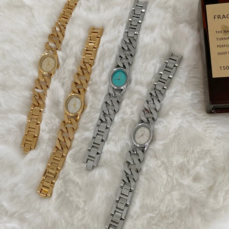 Синие элегантные женские часы iekemaldive на цепочке в Корейском стиле с особым