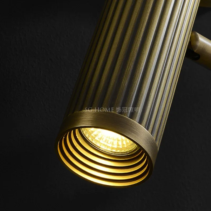 Полностью медный вращающийся светодиодный настенный светильник в стиле ретро