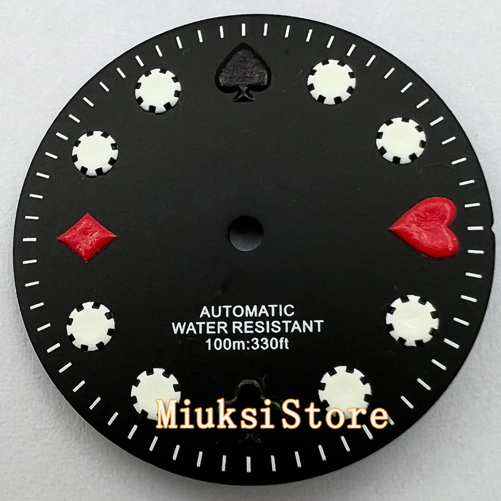 29 мм черный белый зеленый стерильный светящийся циферблат для часов подходит NH35
