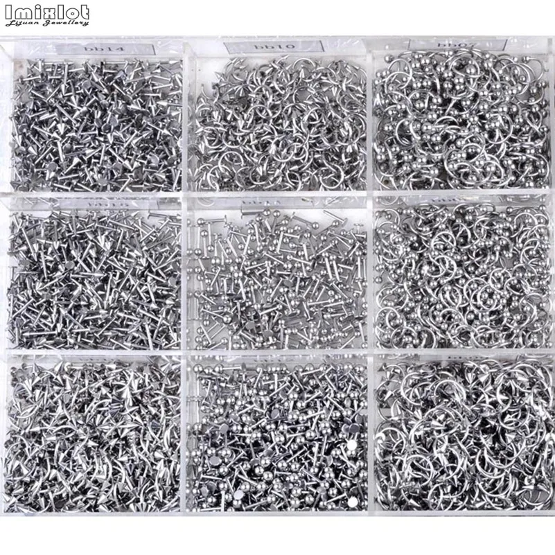 

45/90 шт., разнообразные кольца для пирсинга бровей, пупка, губ