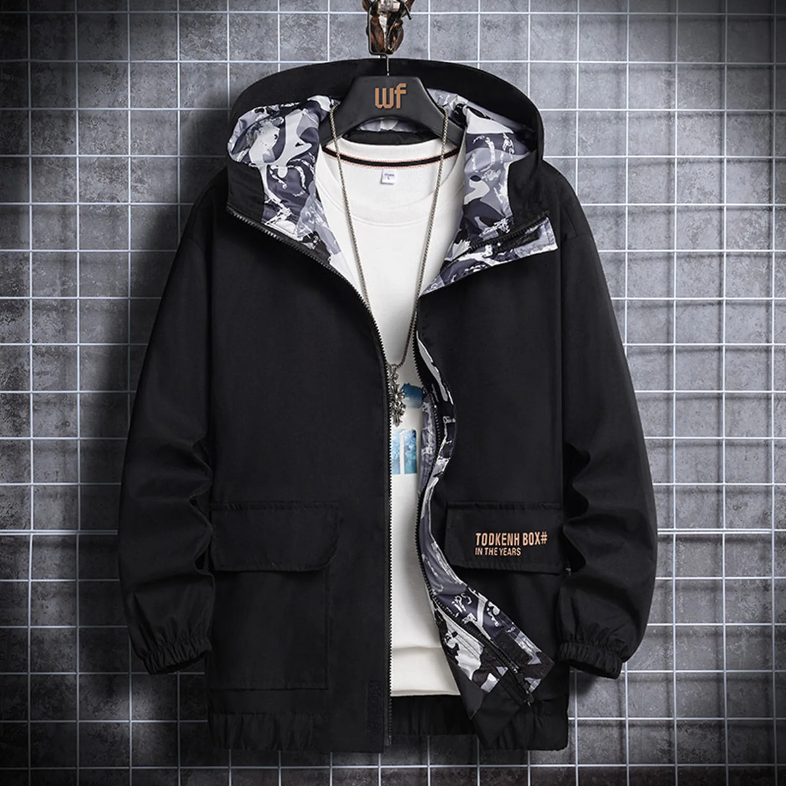 

Осенне-зимняя теплая мужская приталенная камуфляжная куртка с капюшоном Молодежный топ кардиган на молнии пальто Парусная куртка для мужчин