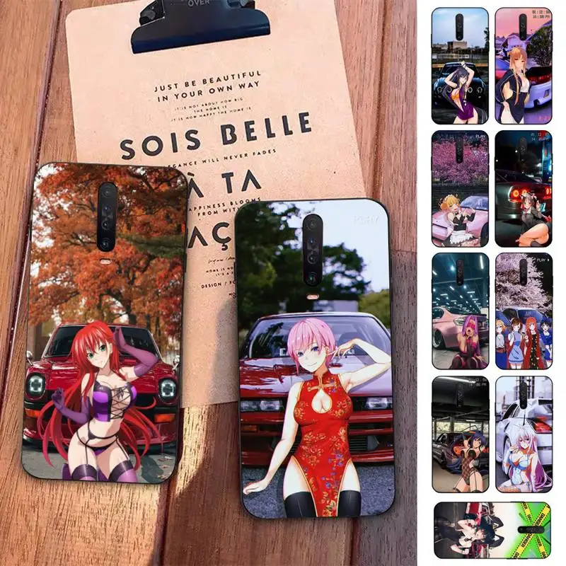 

Anime Girl JDM Sports Car Drift Phone Case for Redmi 5 6 7 8 9 A 5plus K20 4X S2 GO 6 K30 pro