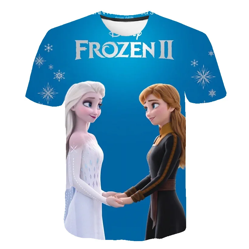 

Летняя мультяшная футболка с аниме «Холодное сердце Анна Эльза» для девочек, футболка, графическая детская одежда, 3D-печать с короткими рукавами для мальчиков
