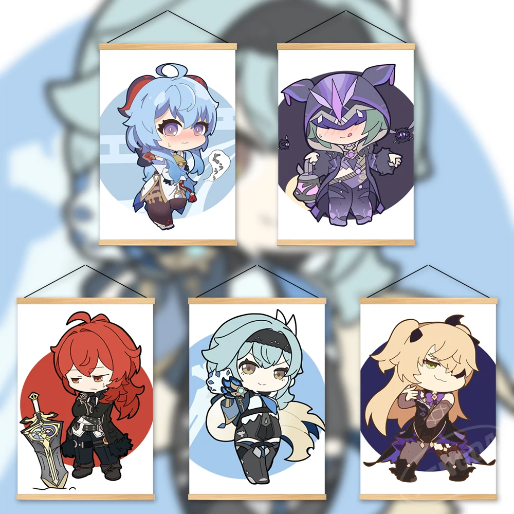 

Home Decor Anime Canvas Wooden Genshin Impact Hanging Painting Wall Art Yae Miko Poster Modular Eula Picture Bedside Background