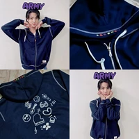 2022 new zipper hoodie youth group azure blue the same loose cardigan sweater permission to dance men and women harajuku jacket