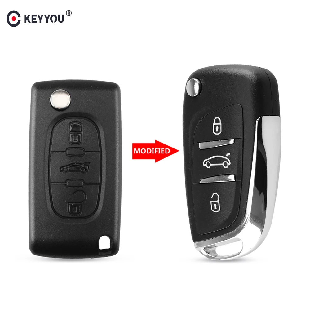 Чехол для ключа дистанционного управления автомобиля KEYYOU 2/3, для Peugeot 307, 408, 308, 4007, 3008, для Citroen C2, C3, C4, C5, C6, Picasso, CE0536