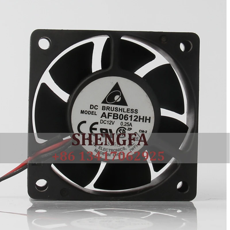 Вентилятор охлаждения Delta AFB0612HH чехол, 3-проводной центробежный промышленный вытяжной вентилятор, 12 В постоянного тока, 6025 А, EC, 60x60x25 мм, 6 см,