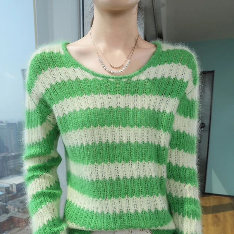 Свитер из 100% норкового кашемира осенне-зимний новый женский джемпер с круглым