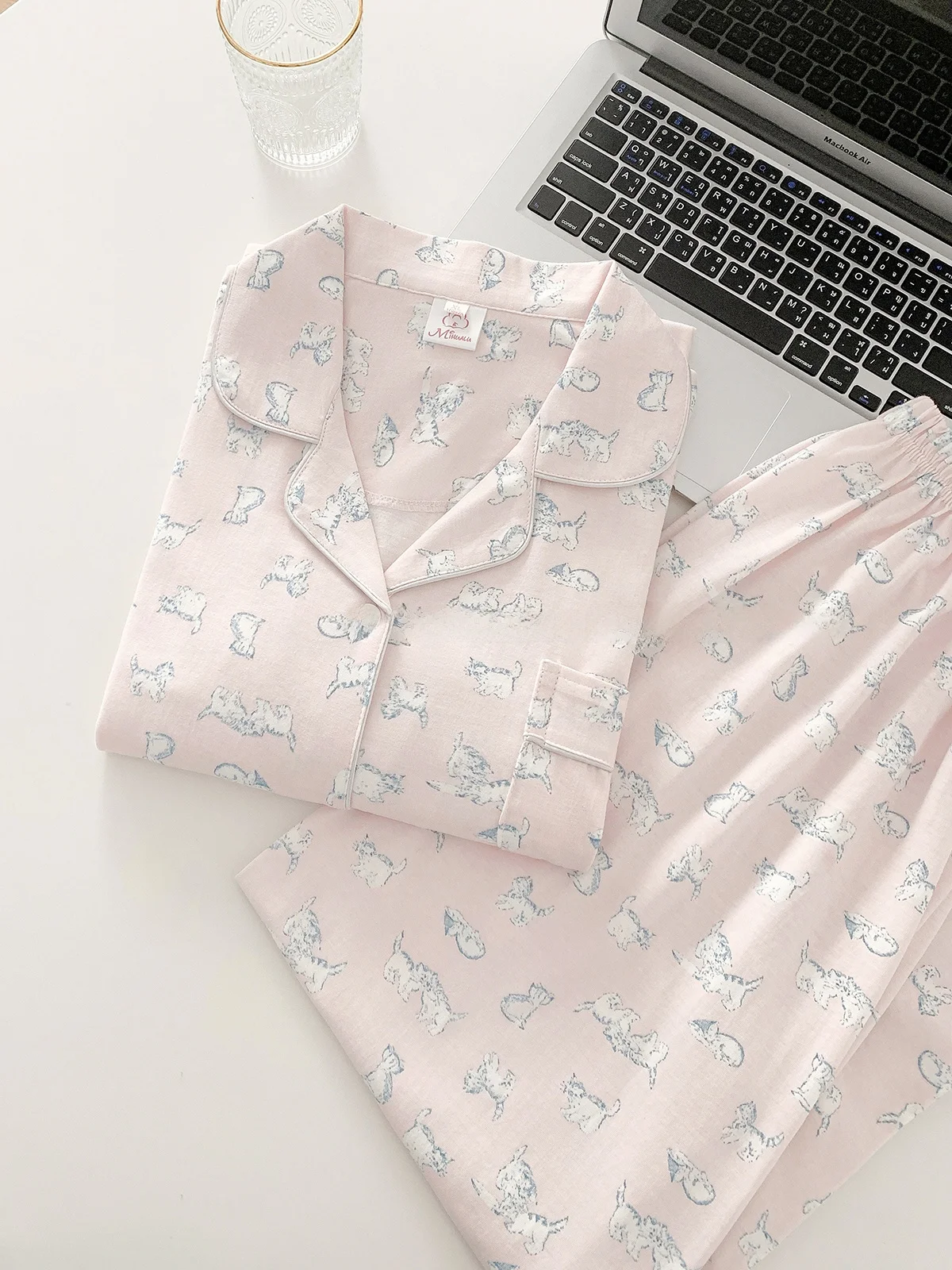 Японская мода Ins с цветочным котом весенние хлопковые пижамы женские милые