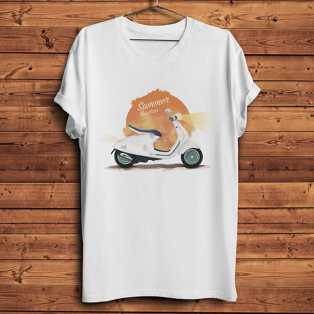Фото Life Motor Scooter, забавная футболка унисекс, повседневная белая повседневная футболка с короткими рукавами Homme, уличная футболка с дышащим принтом №1