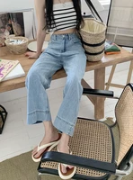 chic ankle length wide leg jeans for women spring summer casual loose denim pants lady spring summer long jeans trousers