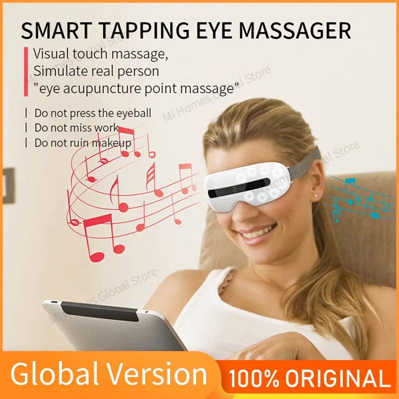 

Smart Eye Massager Eye Care Instrumen Heating Music Acupressure Relieves Fatigue And Dark Circles Massage Glasses 4 Mode