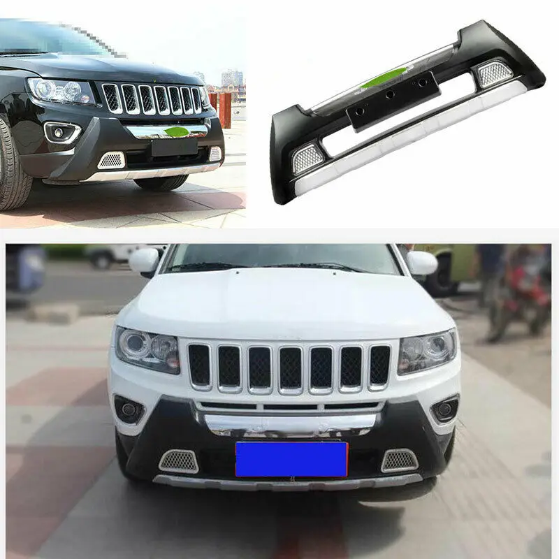 

For 2014-2016 Jeep Compass Black Silver Front Bumper Diffuser Board Guard 1PCS