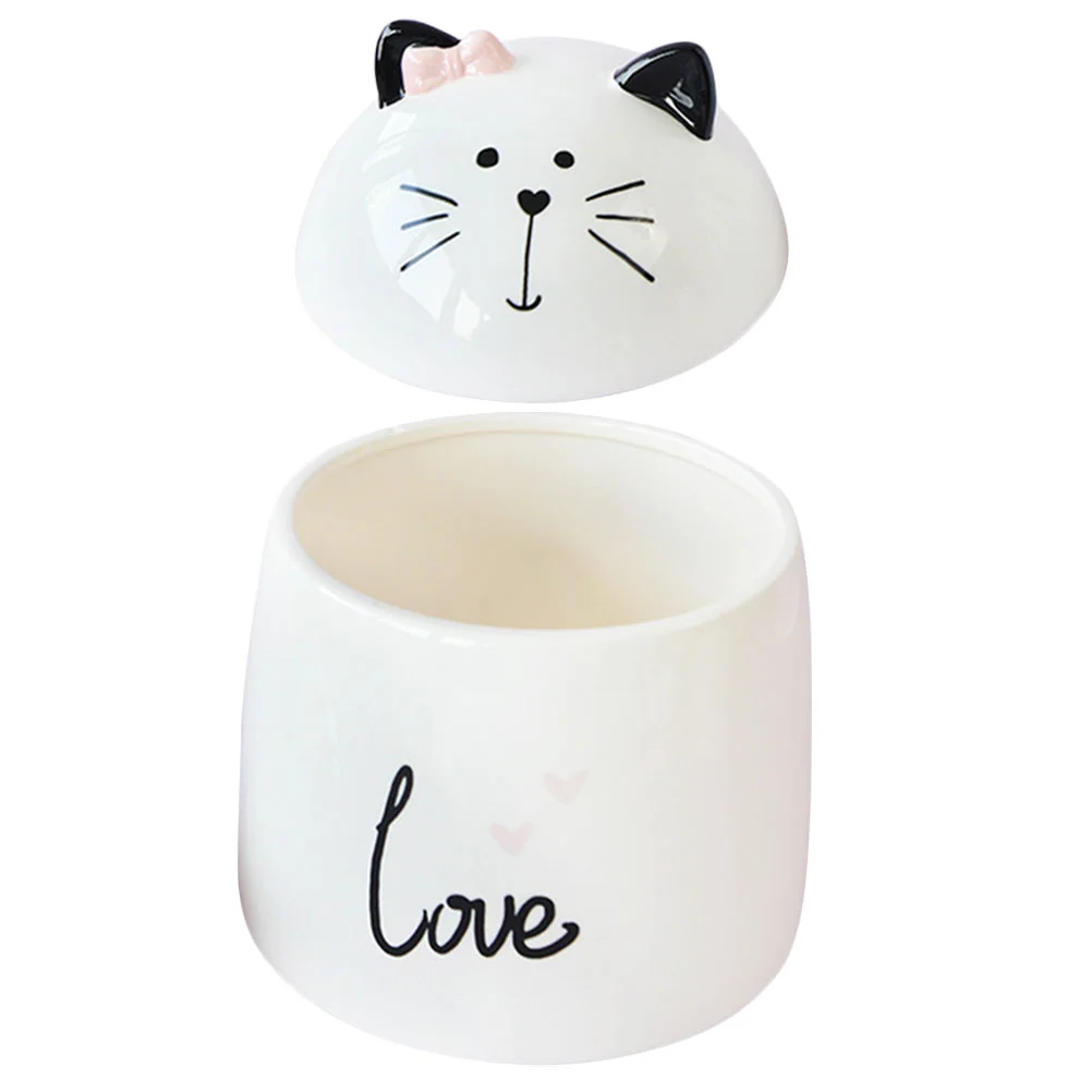 

Porcelain Grain Containers Sugar Bowl Flour Jar Go Lids Cat Treat Snacks Jars Food Seasonings Storage Spices Condiment Pot Box