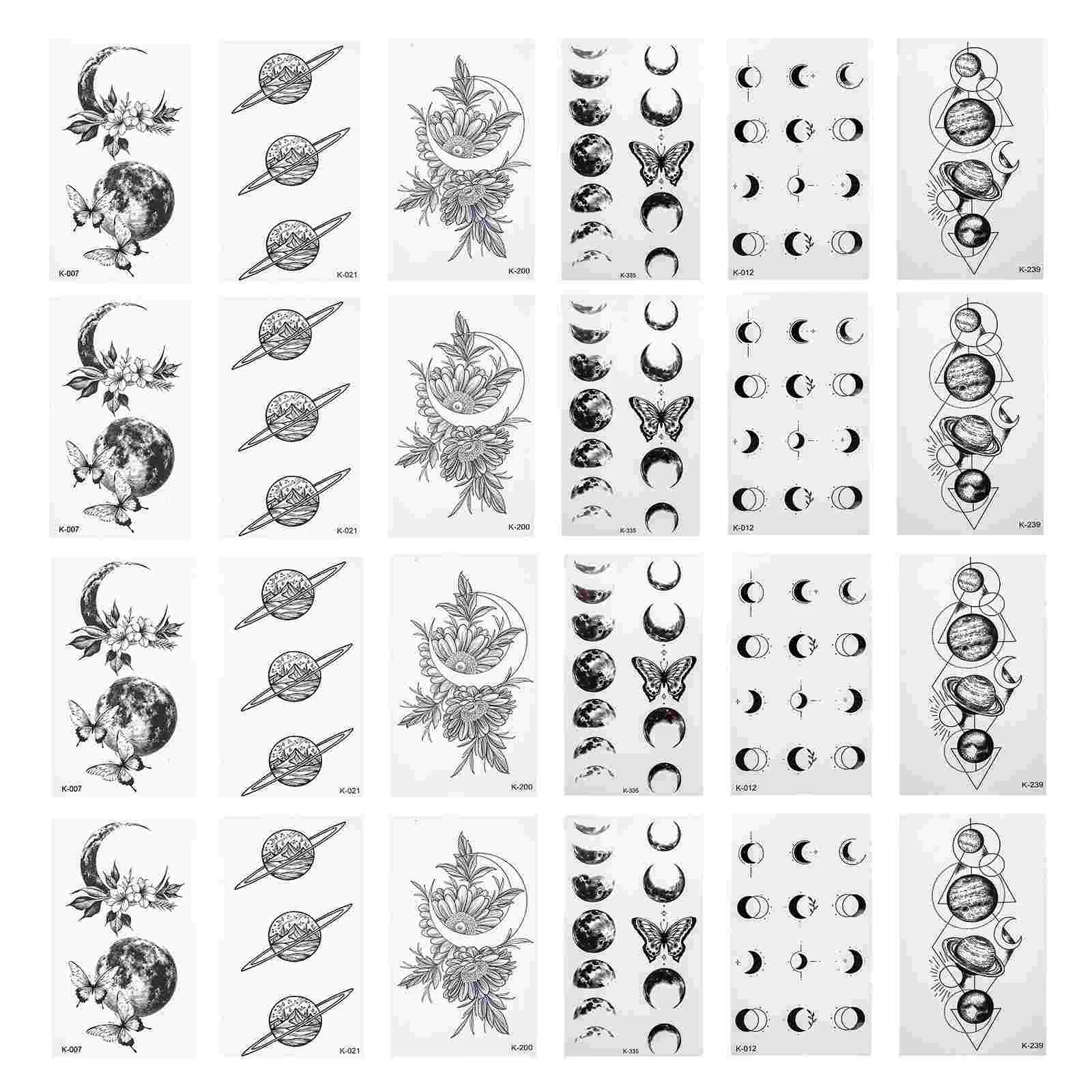 

24 Sheets Body Stickers Pretty Tattoos Stickers Moon Butterflies Decals for Decor