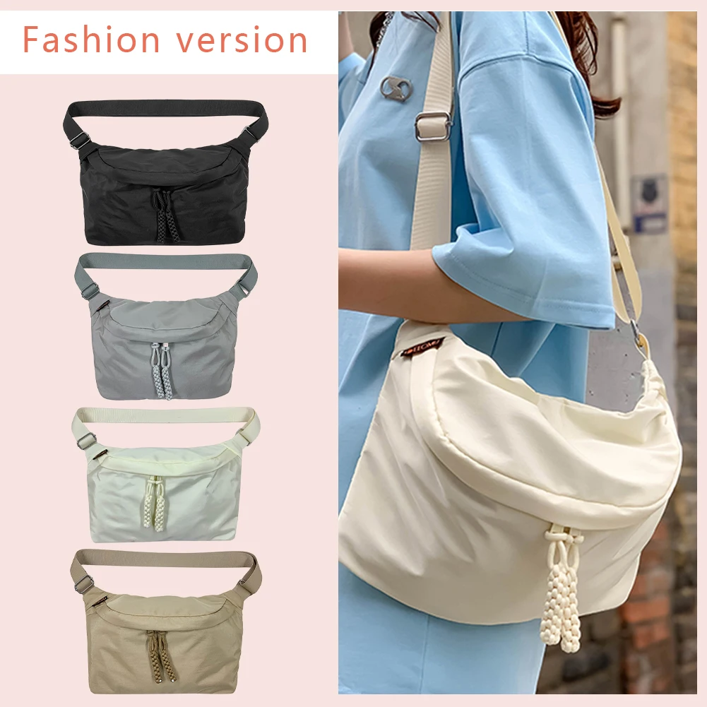 

Shoulder Bag Men Women Nylon Crossbody Chest Bag Zipper Large Capacity Waterproof Lightweight Fashion Hip Hop Waist Bag 2023