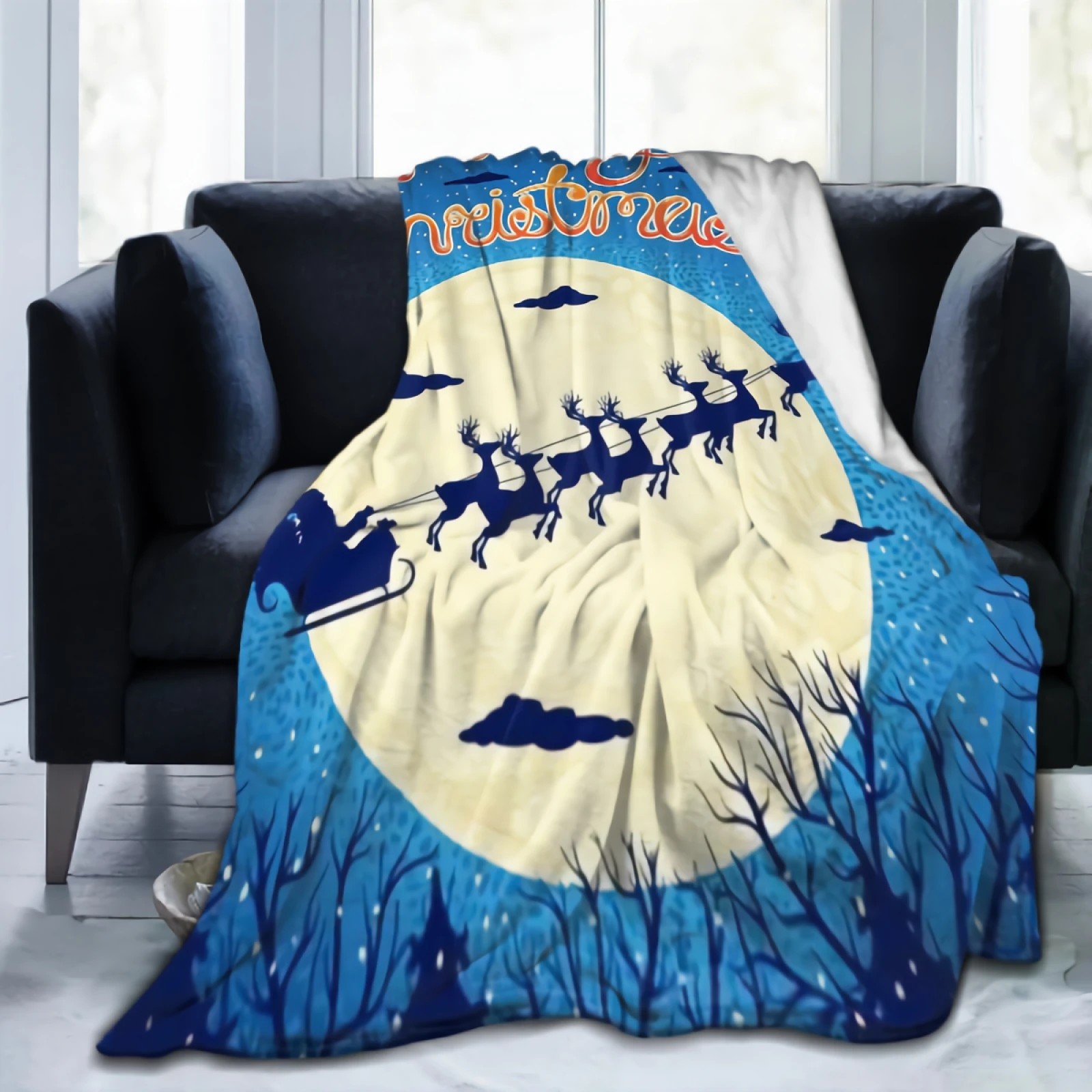 

Merry Christmas Throw Blanket Super Soft Cozy Flannel Fleece Warm Santa Claus Blanket Home Decor Fuzzy Throws for Bed Couch Sofa