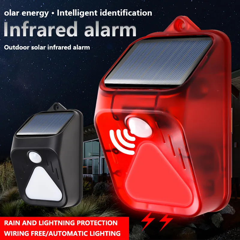 

PALONE New Solar Alarm Light Human Body Induction Remote Control Alarm Drive Animal Solar Alarm Light Alarm