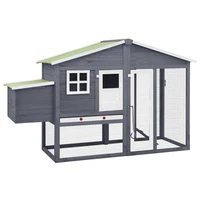 chicken house with gray and white nib solid pine wood