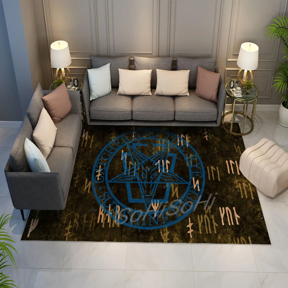 

Spirit Satan Symbol Samael Sigil Satanic Goat Goth Carpet for Home Living Room Tarot Anti-Slip Area Rug Floor Mat Bedroom Decor