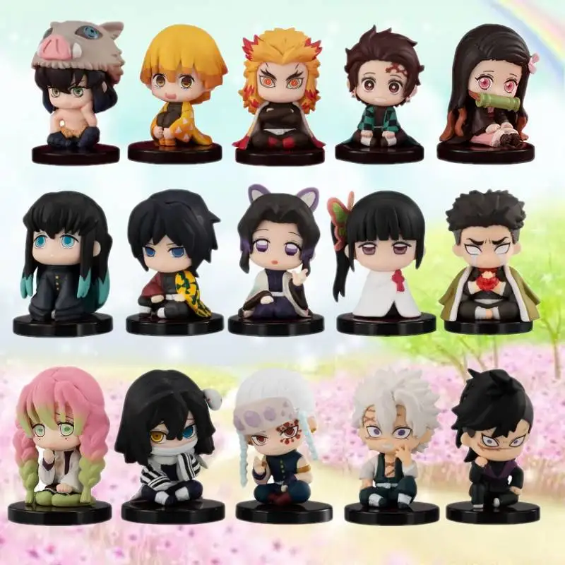 

5pcs/set Anime Demon Slayer Kimetsu No Yaiba Figure Q Posket Kamado Tanjirou Kamado Nezuko Agatsuma Figurine pvc model Toys 4cm