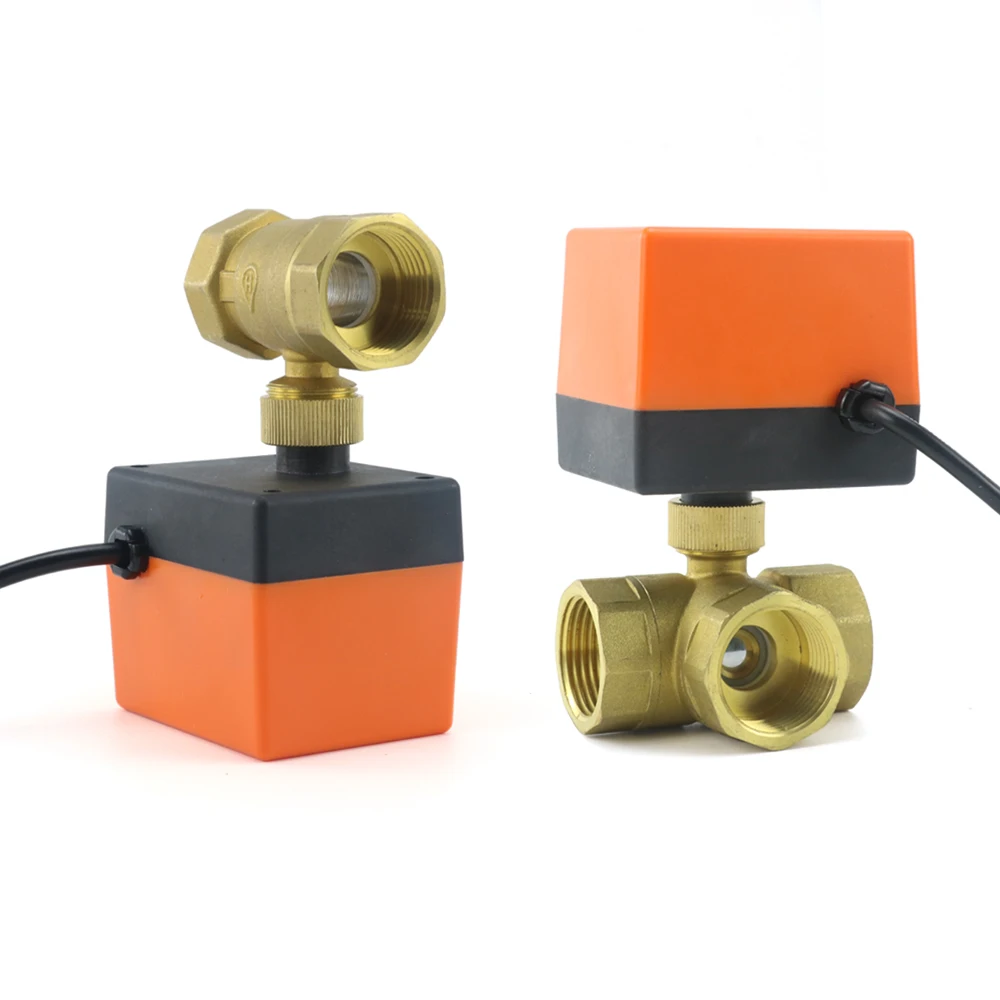 Электрический Латунный Шаровой Кран DN15/20/25/32 AC220V 12V Двухсторонний Трехходовой