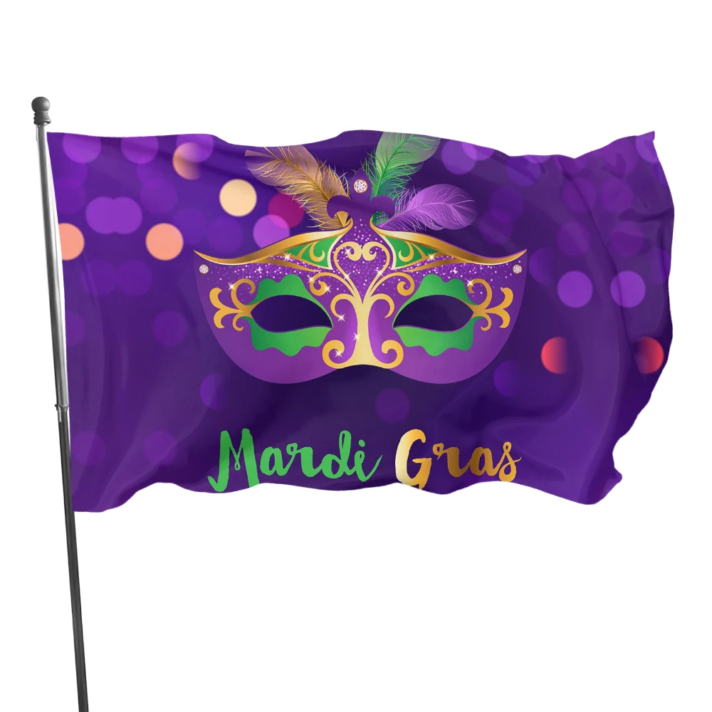 

Mardi Gras Flags 90*150cm 120*180cm Banner LOGO Pattern Can Custom Flag Indoor And Outdoor Decoration